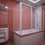 شاشة واقية على إطار معدني في الحمام