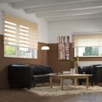 تصميم غرفة المعيشة مع أريكة سوداء