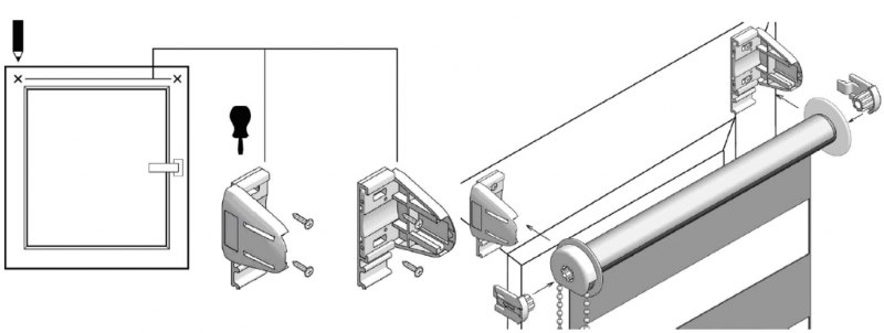 مخطط التجميع وتركيب ستارة حمار وحشي على البراغي