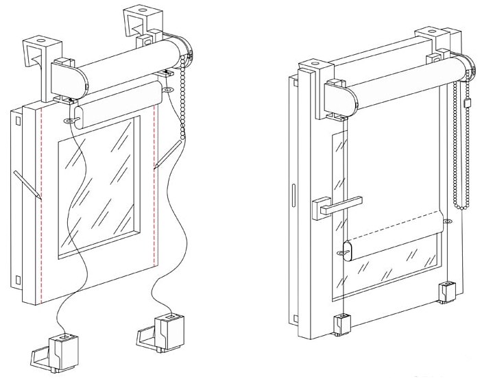 مخطط تركيب الستائر الدوارة مع سلسلة
