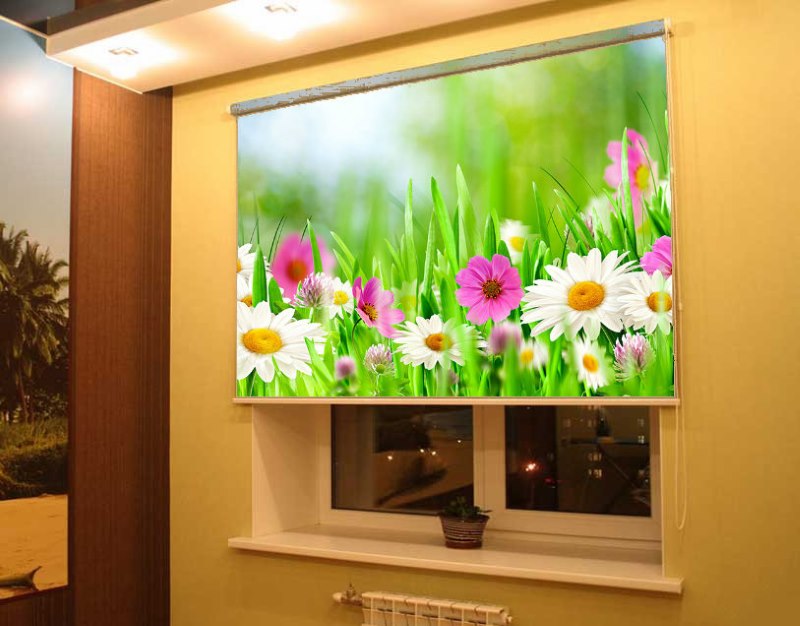 زهور كبيرة على مصاريع الأسطوانة المفتوحة