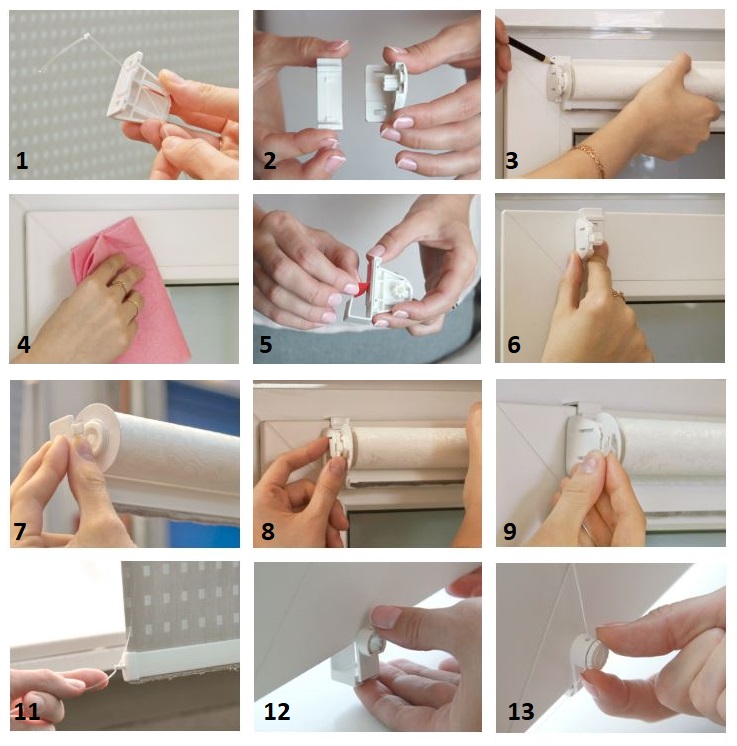 إجراء التثبيت للستائر الدوارة باستخدام الأقواس