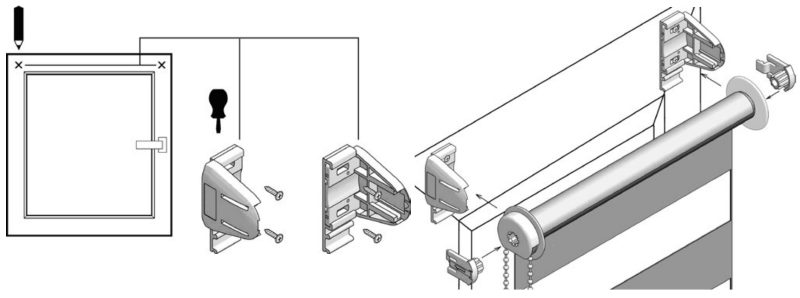 تثبيت ستارة حمار وحشي على إطار من البلاستيك مع مسامير