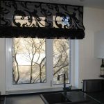 ستارة شفافة سوداء مع تجعيد للمطبخ