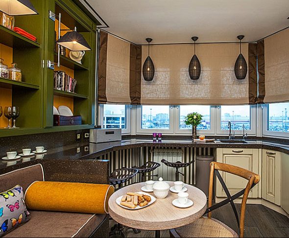 الستائر الرومانية - نسيج القماش مع قضبان للتثبيت