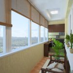 الستائر الدوارة الخشبية في المناطق الداخلية من لوجيا مجهزة