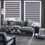 الستائر حمار وحشي في غرفة المعيشة في منزل خاص