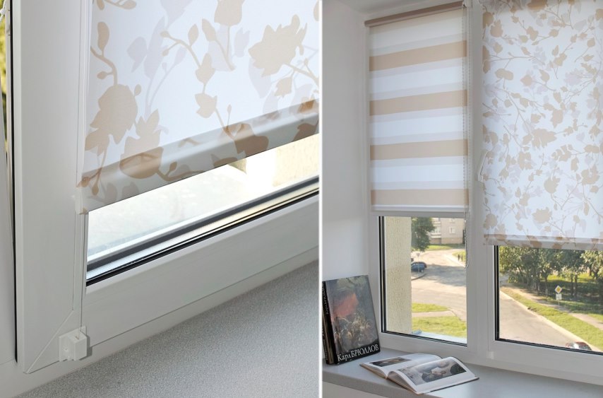 أعمى الأسطوانة مع خط الصيد على نافذة بلاستيكية