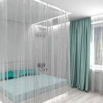 خيوط ستائر مثبتة على حافة مرنة مع ضوء