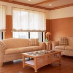 الستائر الرومانية الشفافة الخفيفة للنوافذ panorman في غرفة المعيشة